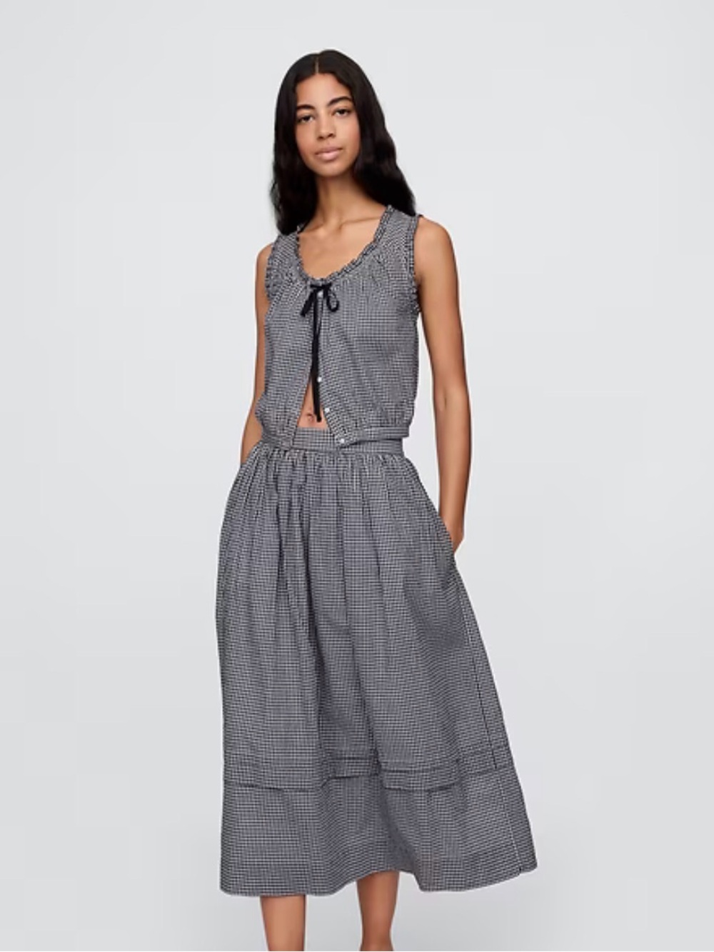 Doen x GAP Gingham Maxi Skirt size Large worn once pockets and elastic waist